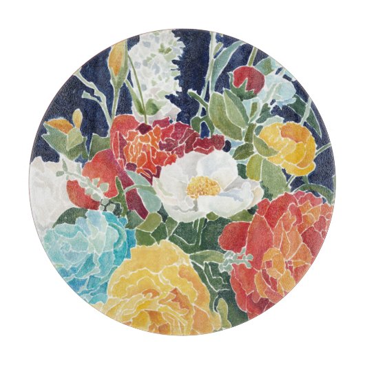 ミッドナイト花模様I カッティングボード (正面)