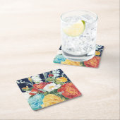 ミッドナイト花模様I スクエアペーパーコースター (インサイチュ)