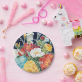 ミッドナイト花模様I ペーパープレート (パーティー)