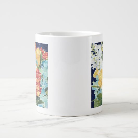 ミッドナイト花模様II ジャンボコーヒーマグカップ (正面)