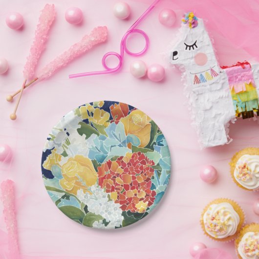 ミッドナイト花模様II ペーパープレート (パーティー)