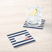 ミッドナイト赤面牡丹ブライダルシャワーコースター スクエアペーパーコースター (インサイチュ)