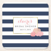 ミッドナイト赤面牡丹ブライダルシャワーコースター スクエアペーパーコースター (正面)