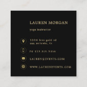 ミッドナイト金ゴールドスターホイールヨガスタジオ スクエア名刺 (裏面)