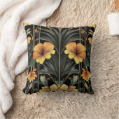 ミッドナイト金ゴールド開花アールデコ クッション (ブランケット)