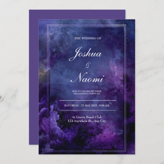 ミッドナイト銀河系結婚式招待状 招待状 (正面/裏面)