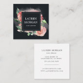 ミッドナイト開花フローラスクエアビジネスカード スクエア名刺 (正面/裏面)