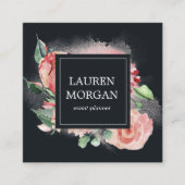 ミッドナイト開花フローラスクエアビジネスカード スクエア名刺 (正面)