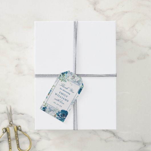 ミッドナイト開花ブライダルシャワーメッセージカード ギフトタグ (より糸付き)