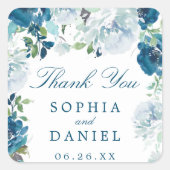 ミッドナイト開花結婚式の引き出物ステッカー スクエアシール (正面)