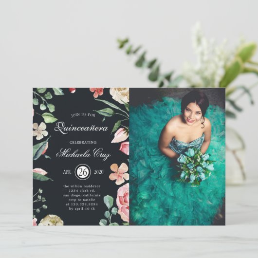 ミッドナイト開花赤面フローラキンセアニェラ 招待状 (スタンド正面)