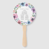 ミッドナイト開花 |パーソナライズされた結婚式 プログラム ハンドファン (裏面)