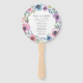 ミッドナイト開花 |パーソナライズされた結婚式 プログラム ハンドファン (正面)