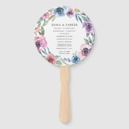 ミッドナイト開花 |パーソナライズされた結婚式 プログラム ハンドファン