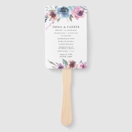 ミッドナイト開花 |パーソナライズされた結婚式 プログラム ハンドファン