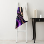 ミッドナイト開花-深いパープル、ティール（緑がかった色）、金ゴールド抽象芸術 シェルパブランケット (インサイチュ)