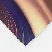 ミッドナイト開花-深いパープル、ティール（緑がかった色）、金ゴールド抽象芸術 フリースブランケット (角)