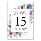 ミッドナイト開花 |紫と青のフローラ結婚の テーブルナンバー (裏面)