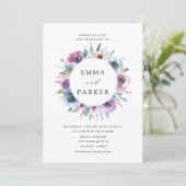 ミッドナイト開花 |紫と青のフローラ結婚の 招待状 (スタンド正面)