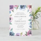 ミッドナイト開花 |紫と青のフローラ結婚の 招待状 (スタンド正面)