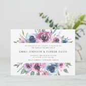 ミッドナイト開花 |紫と青のフローラ結婚の 招待状 (スタンド正面)