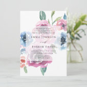 ミッドナイト開花 |紫と青のフローラ結婚の 招待状 (スタンド正面)