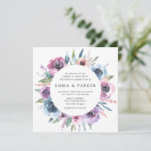 ミッドナイト開花 |紫と青のフローラ結婚の 招待状 (スタンド正面)
