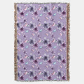 ミッドナイト開花&蝶 スローブランケット (正面縦)