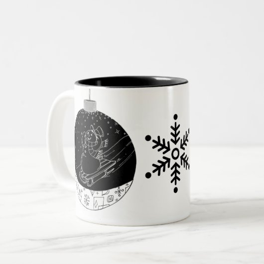 ミッドナイト雪だるま ツートーンマグカップ (正面左)