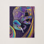 ミッドナイト魔法：パープル&金ゴールドゾウ ジグソーパズル (縦)