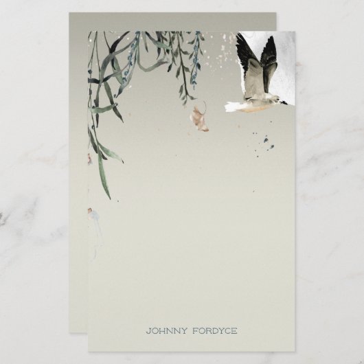 ミッドナイト魚釣りパーソナライズされた旅行 便箋 (正面/裏面)