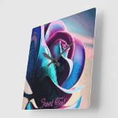 ミッドナイト・エンジェシー:ブラック・バラの暗い美しい スクエア壁時計 (傾斜)