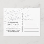 ミッドナイト |クラシックスクリプト結婚式の日付の保存 案内ポストカード (裏面)