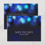 ミッドナイト スカイ ブルー ライト ウェディング セーブ ザ デート 案内ポストカード (正面/裏面)