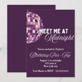 ミッドナイト/ディスコボールをテーマにした誕生日招待状 招待状 (正面/裏面)