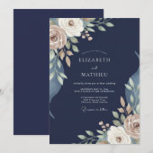 ミッドナイト・トープ・芍薬の結婚式 招待状 (正面/裏面)