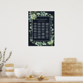 ミッドナイト・ネイビーのアルファベット順結婚の座席 ポスター (キッチン)