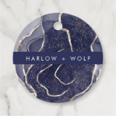 ミッドナイト・ネイビーエレガント結婚モダン金ゴールド フェイバータグ (正面)