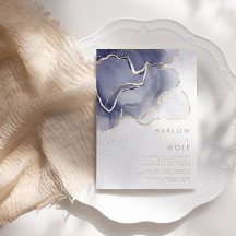 ミッドナイト・ネイビーエレガント結婚モダン金ゴールド