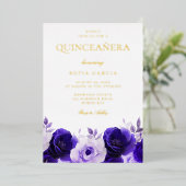 ミッドナイト ネイビー エレガント ゴールド フォイル キンセアニエラ パーティー 箔招待状 (立ち正面)