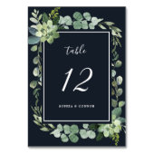 ミッドナイト・ネイビー・ブルー多肉株結婚の テーブルナンバー (裏面)