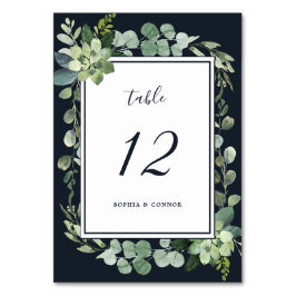 ミッドナイト・ネイビー・ブルー多肉株結婚の テーブルナンバー