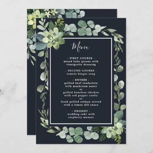 ミッドナイト・ネイビー・ブルー多肉株結婚の メニュー (正面/裏面)