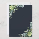 ミッドナイト・ネイビー・ブルー多肉株結婚の 招待状 (裏面)