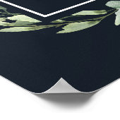 ミッドナイト・ネイビー・ブルー結婚多肉栽培の歓迎サイン ポスター (角)