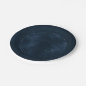 ミッドナイト・ネイビー・ロマンス | Blue Satiny グランジ Damask ペーパープレート (アングル)