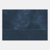 ミッドナイト・ネイビー・ロマンス | Blue Satiny グランジ Damask ラッピングペーパーシート (正面2)