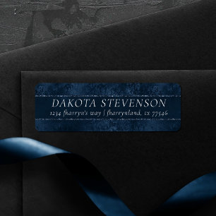 ミッドナイト・ネイビー・ロマンス Blue Satiny グランジ Damask ラベル