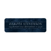 ミッドナイト・ネイビー・ロマンス | Blue Satiny グランジ Damask ラベル (正面)