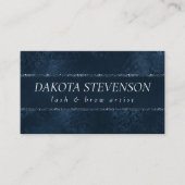 ミッドナイト・ネイビー・ロマンス | Blue Satiny グランジ Damask 名刺 (正面)
